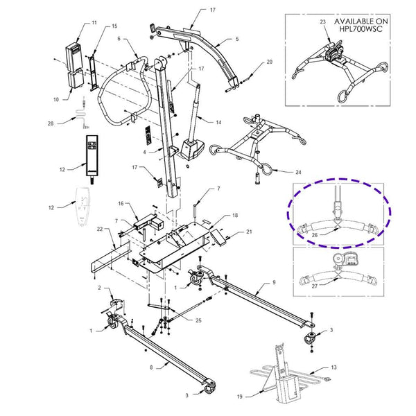Joerns Hoyer 39001587 6-Point Loop Spreader Bar for HPL700