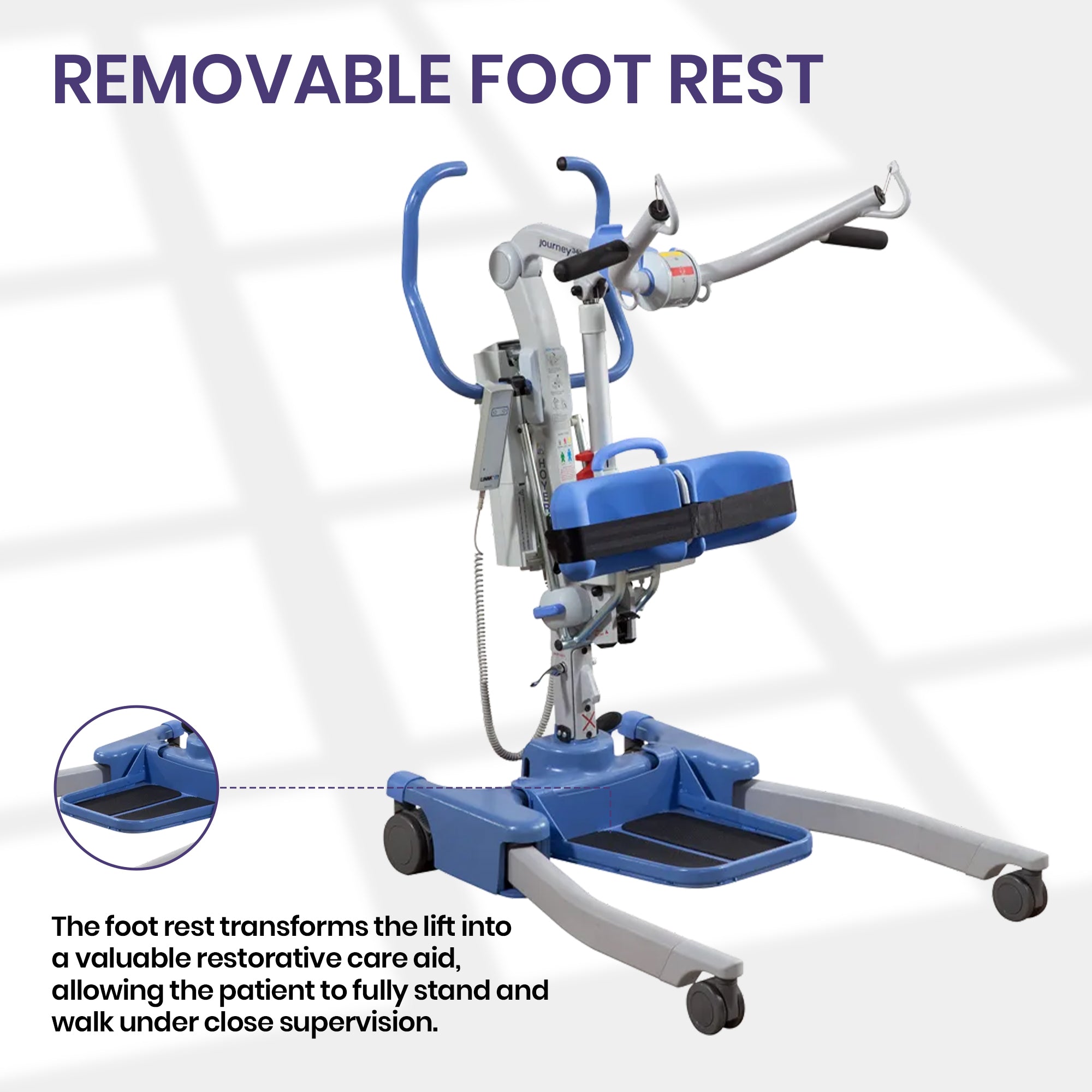 Hoyer Journey transfer lift with ergonomic sling attachment system