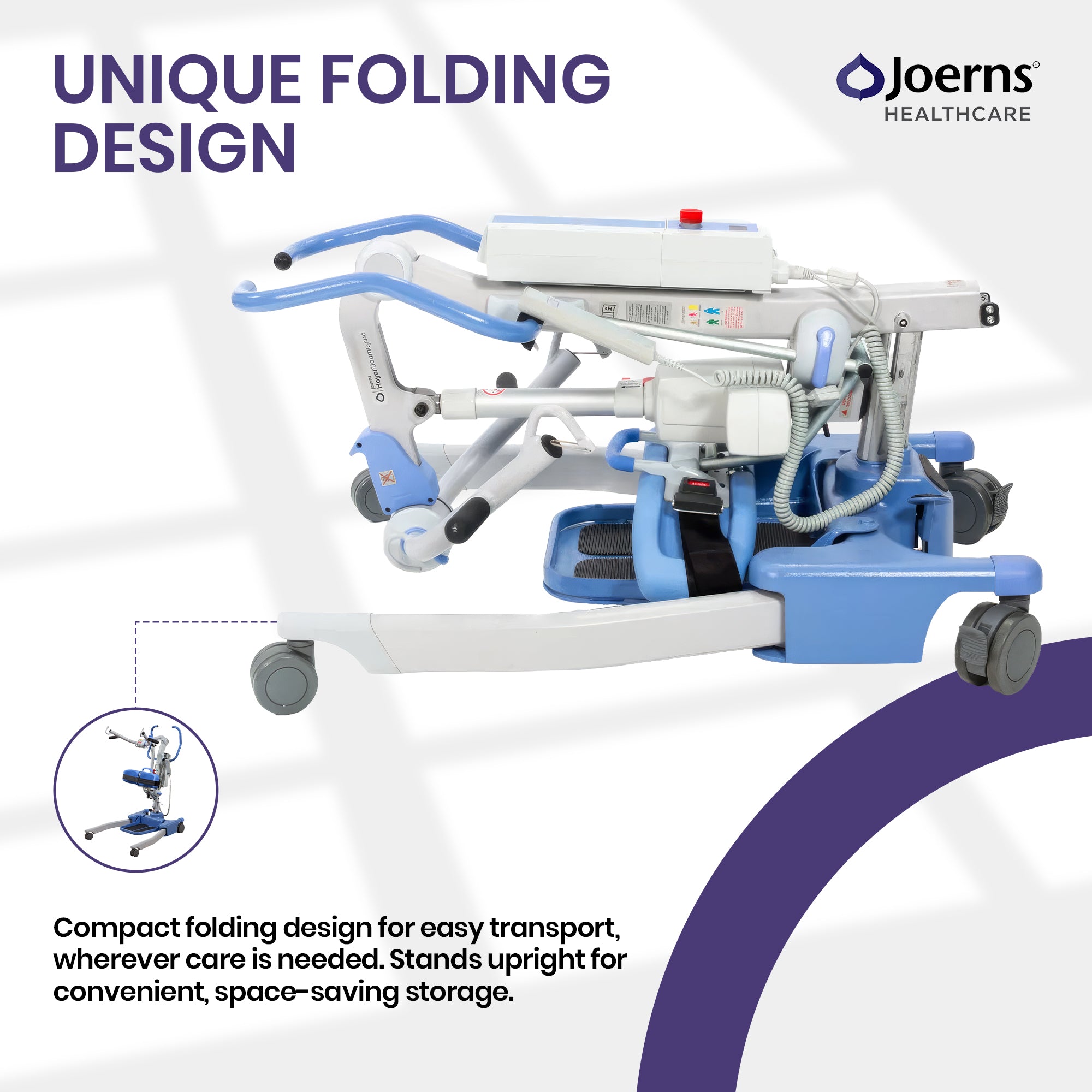 Joerns Hoyer Journey Sit-to-Stand Electric Patient Lift Durable wheels on Hoyer Journey mobile standing patient lift