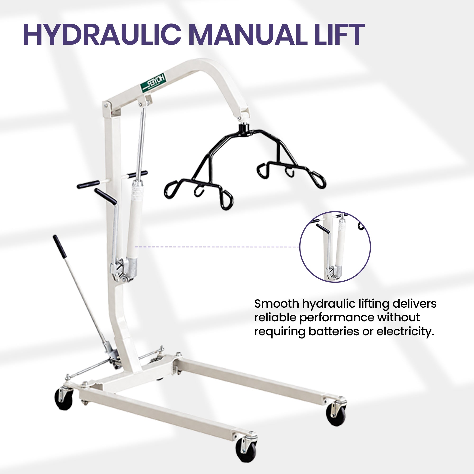 Hoyer HML400 Hydraulic Patient hydraulic manual lift with patient support sling. 
