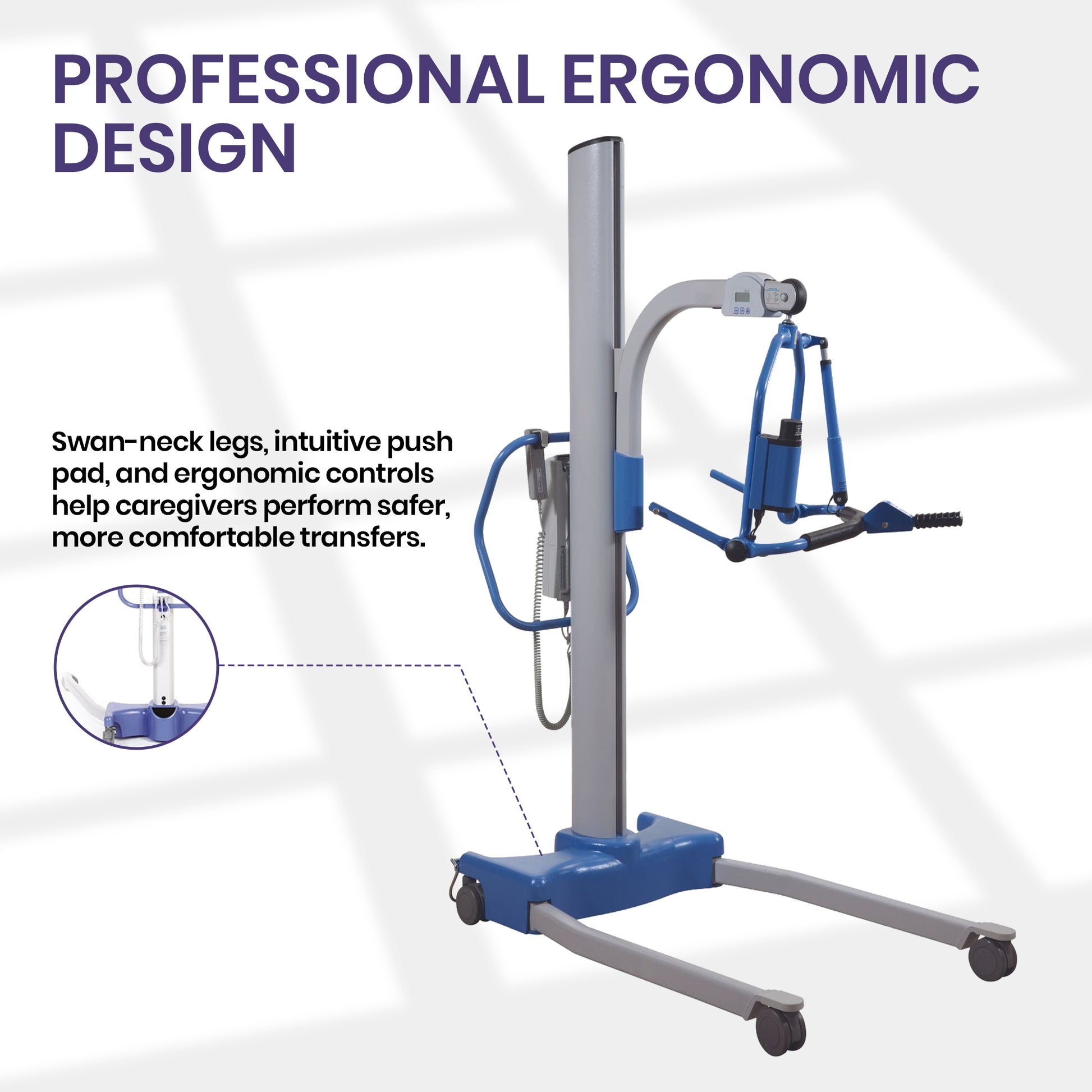 Hoyer Stature Professional Patient Lift ergonomic design perform safer and comfortable transfers. 