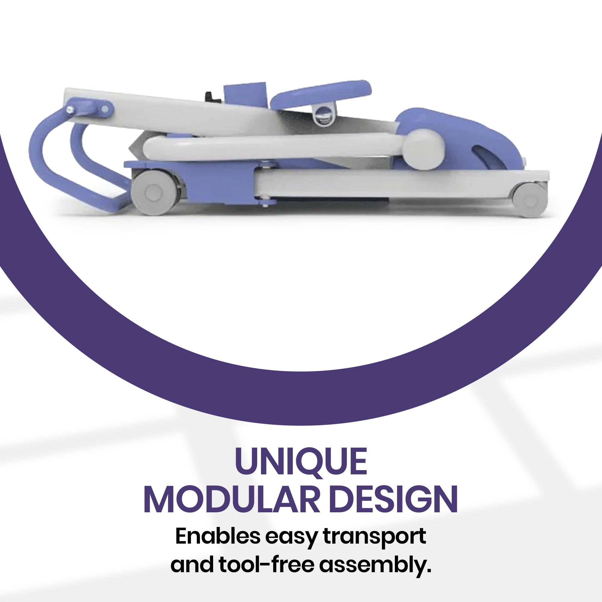 Hoyer Up Sit-to-Stand Patient Lift for Small Spaces folded modular medical or utility device tool-free assembly
