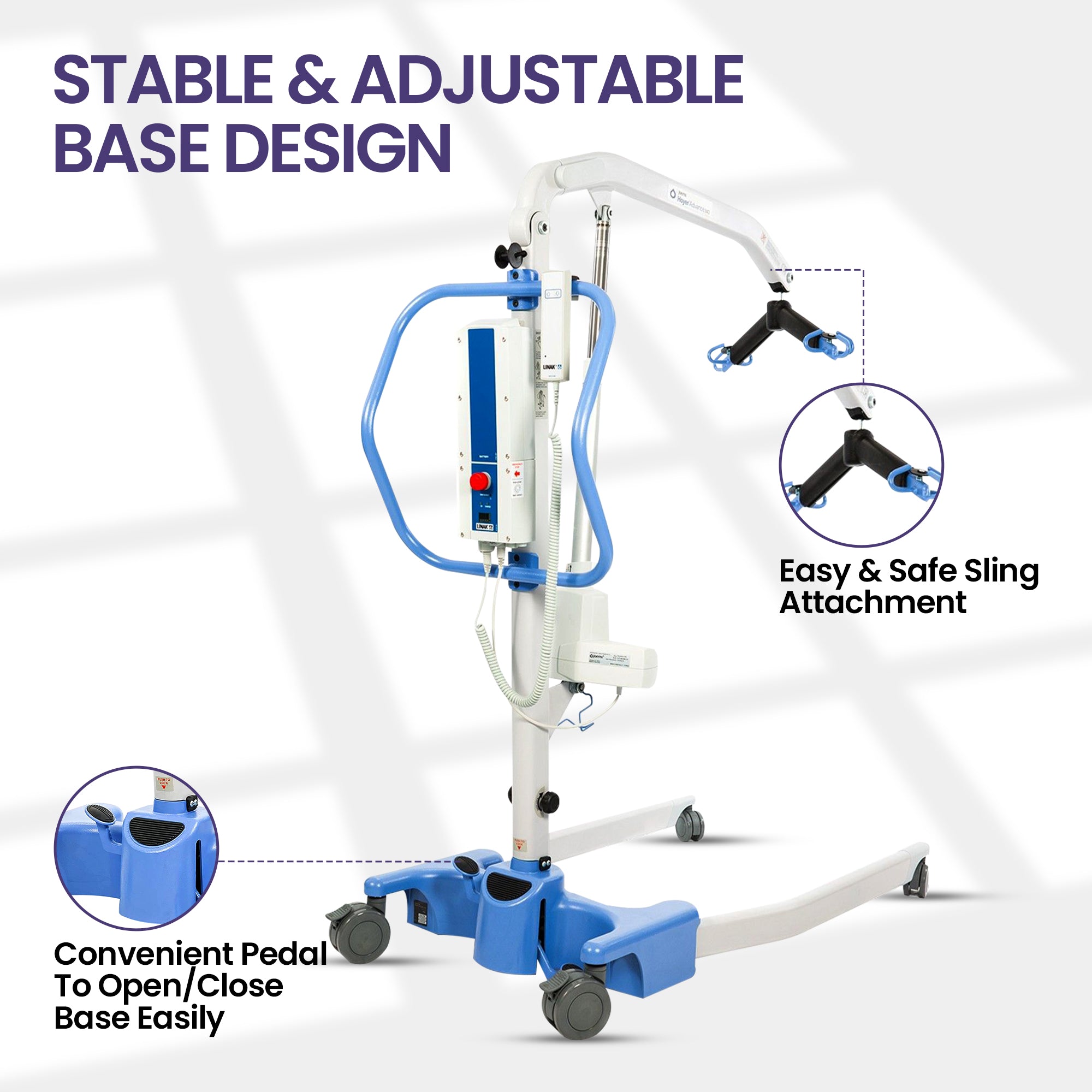 Hoyer Advance folding patient lift for convenient storage and transport
