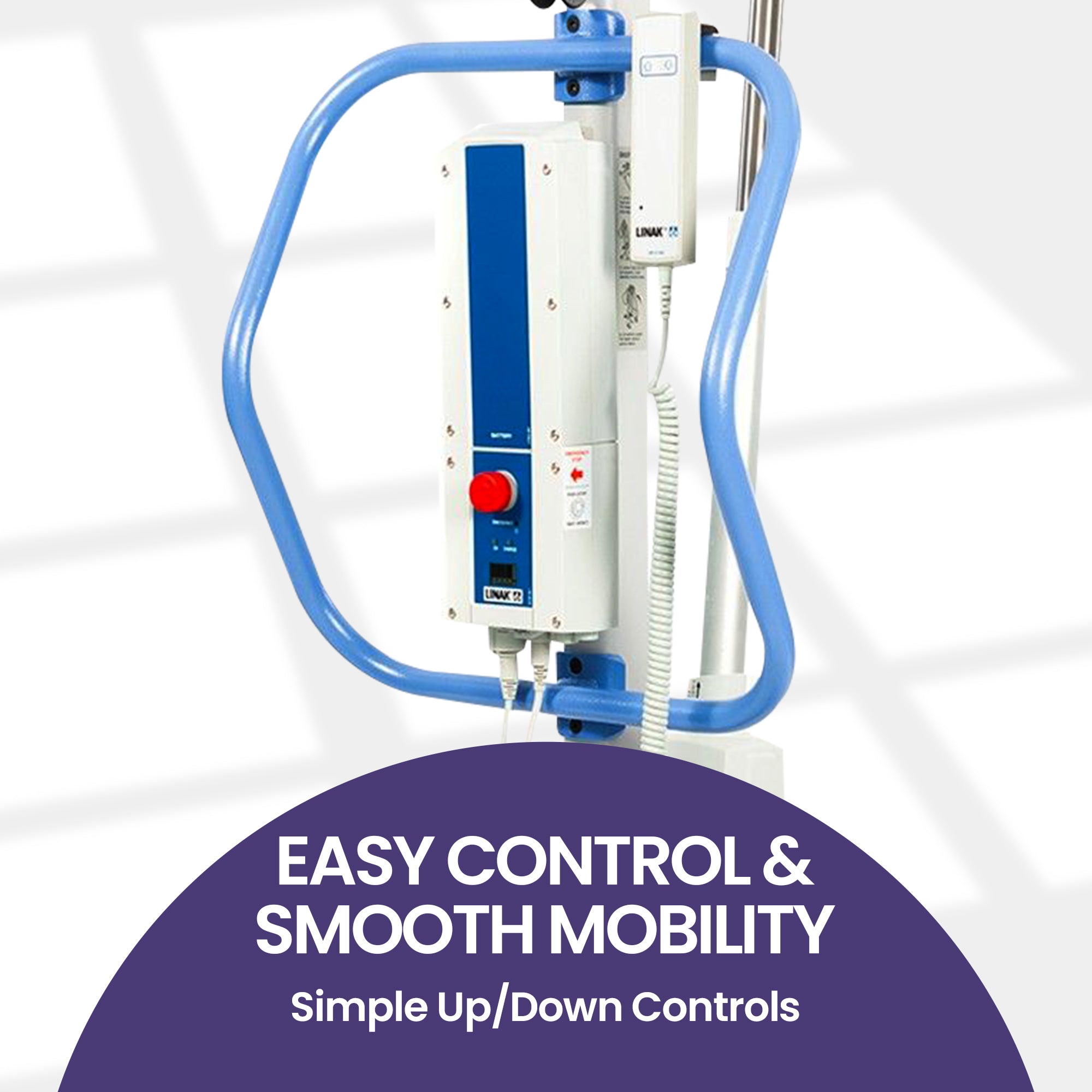 Durable caster wheels on Hoyer Advance electric patient lift for smooth mobility
